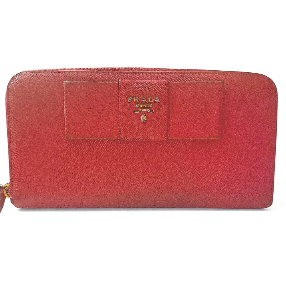 Prada Saffiano Leather Bow Zip Wallet Authentic - Picture 4 of 6